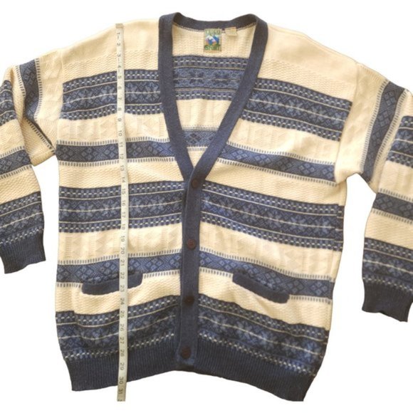 Vintage TT&Co blue and cream oversized chunky cardigan - Picture 7 of 12